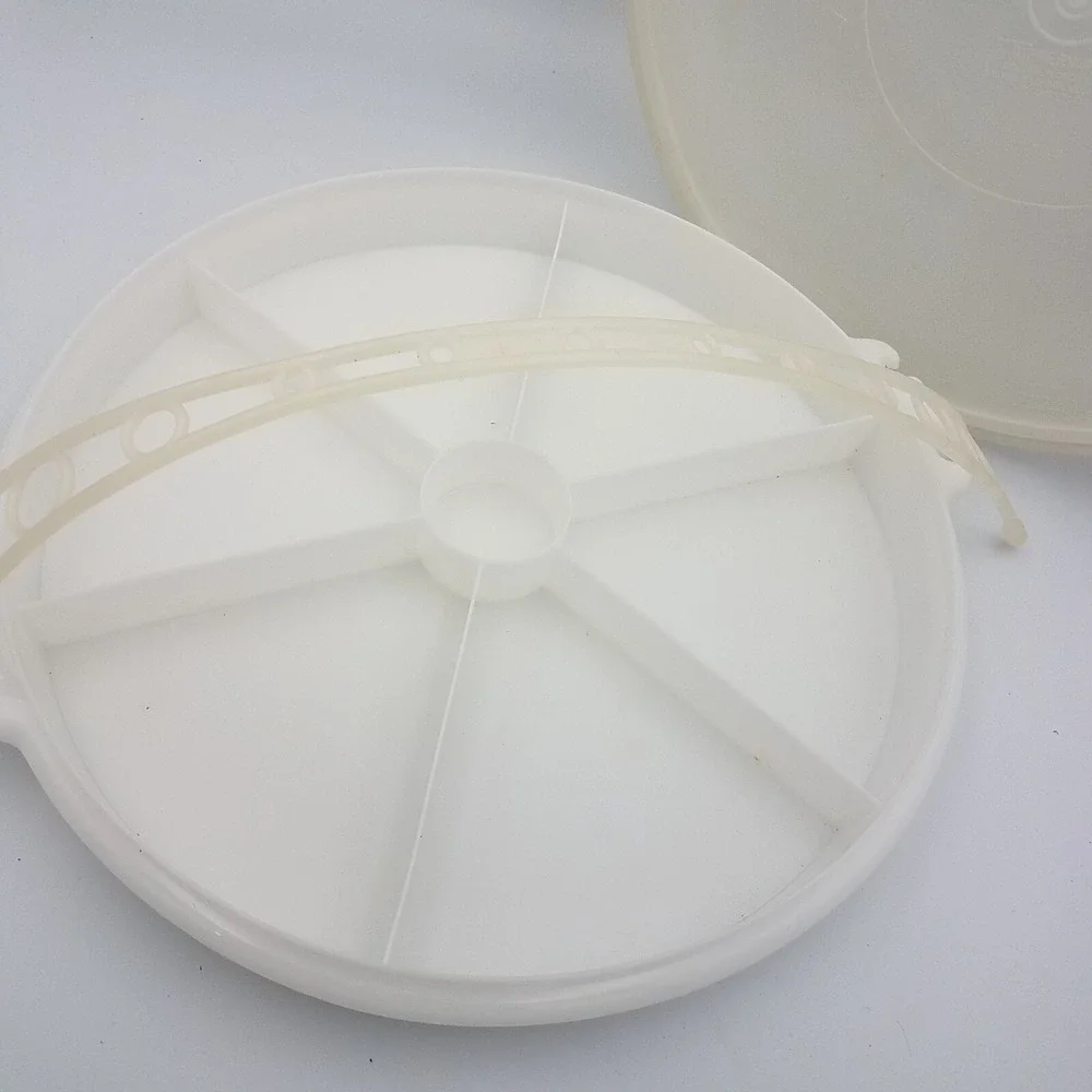 Vintage TUPPERWARE Party Susan Divided Relish Vegetable Serving Tray, Lid Handle